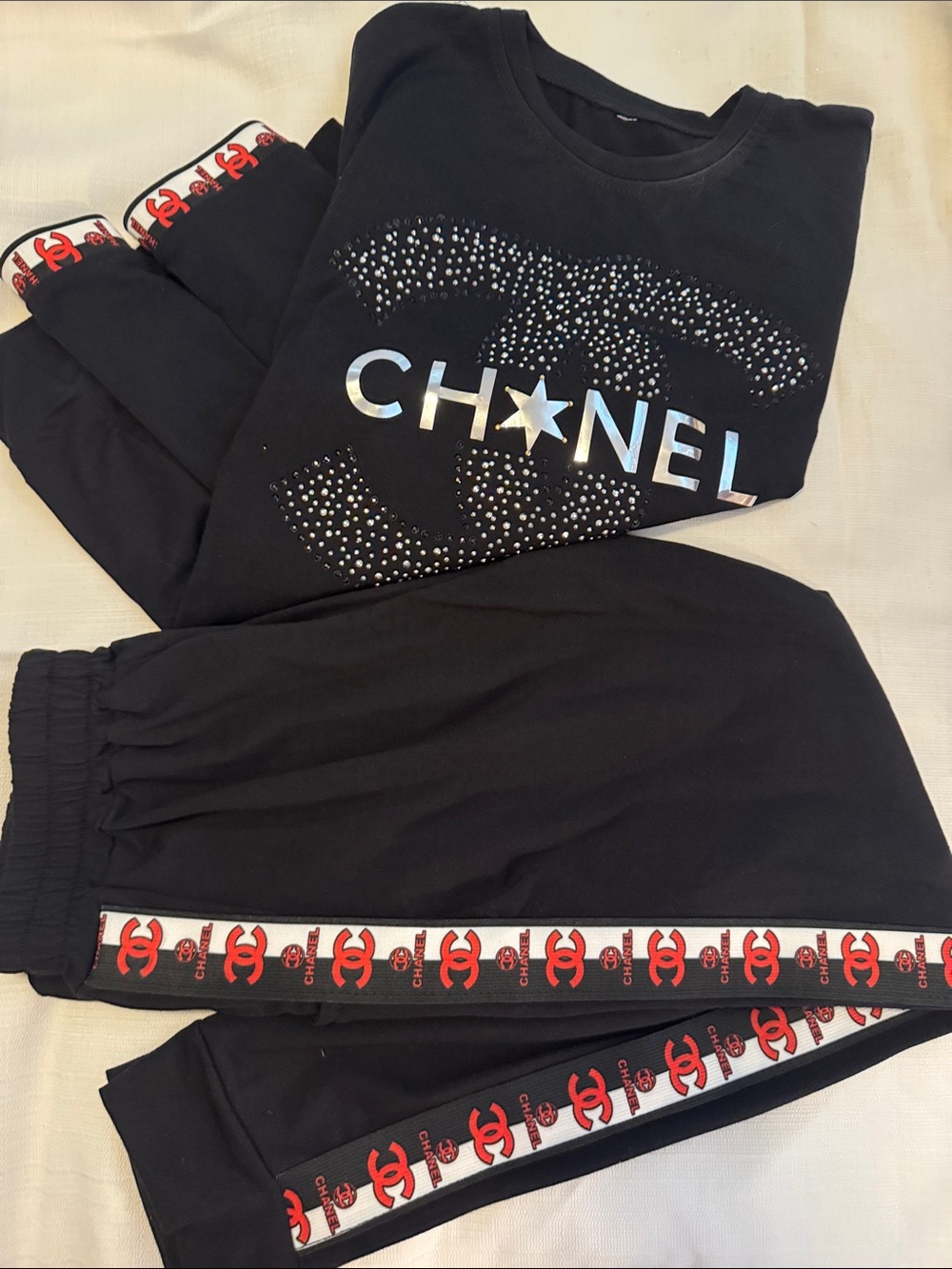 CHANEL Black Set with Logo Tape